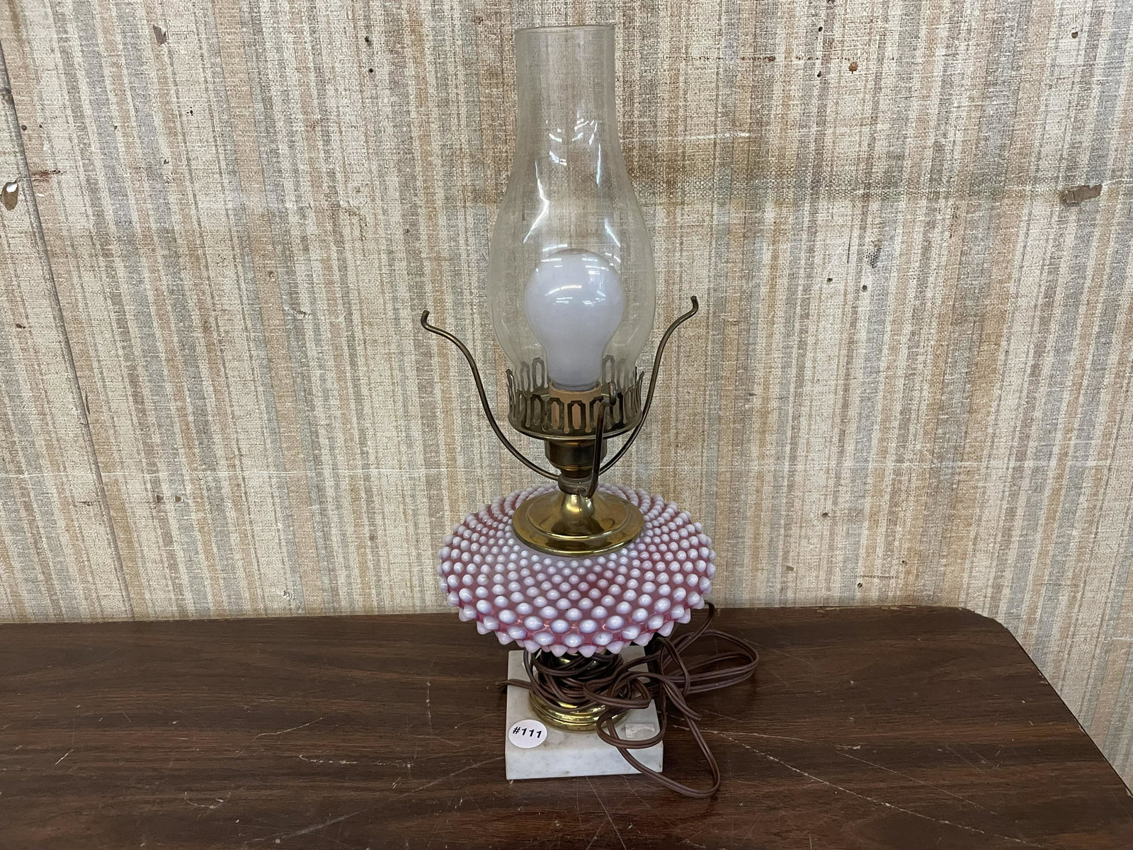 Vintage Cranberry Glass Hobnail Table Lamp (1 of 3)