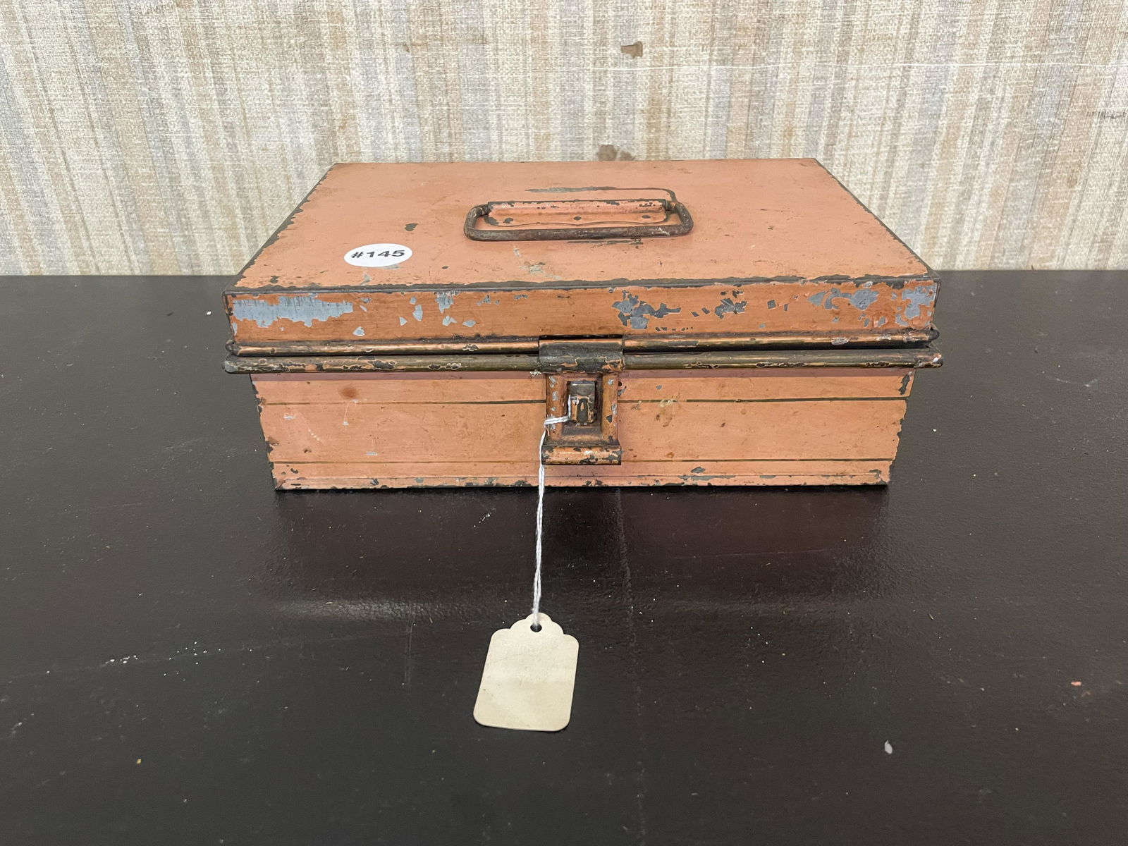 19th Century Toleware Spice Box in Salmon Paint (1 of 5)