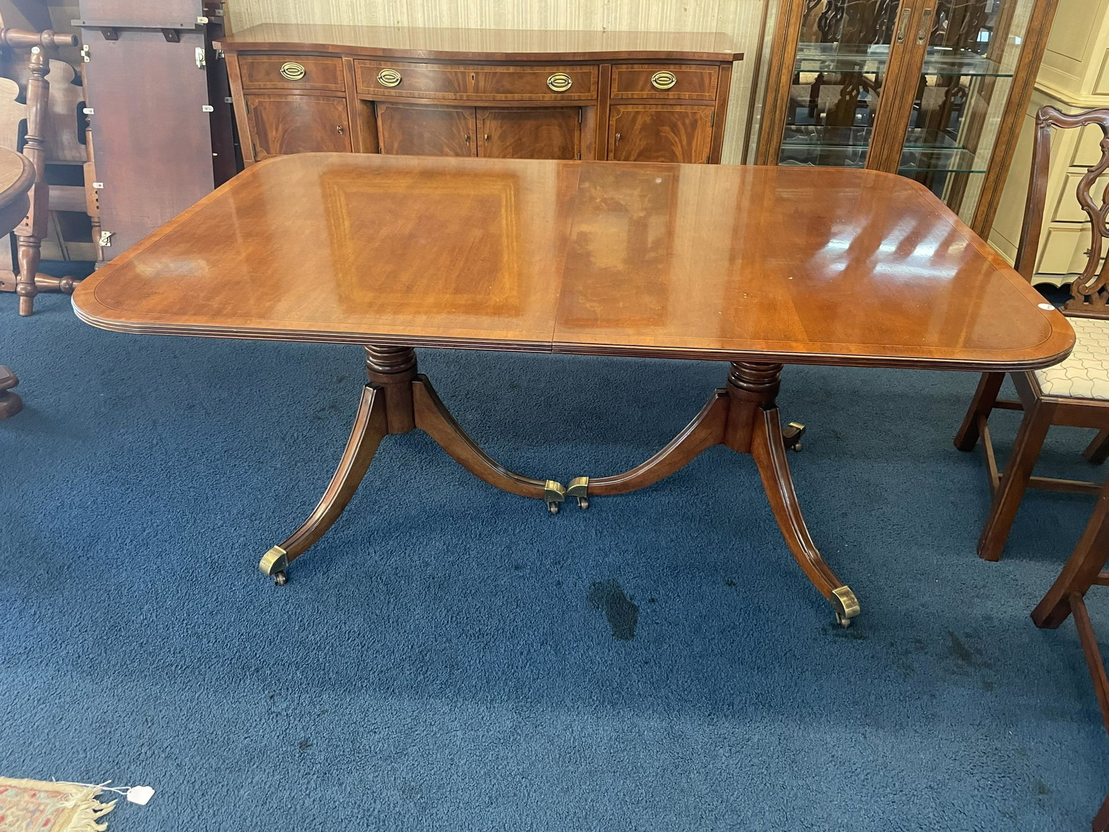 Mahogany Inlay Table: 30"x68". Includes two boards, 18"W.