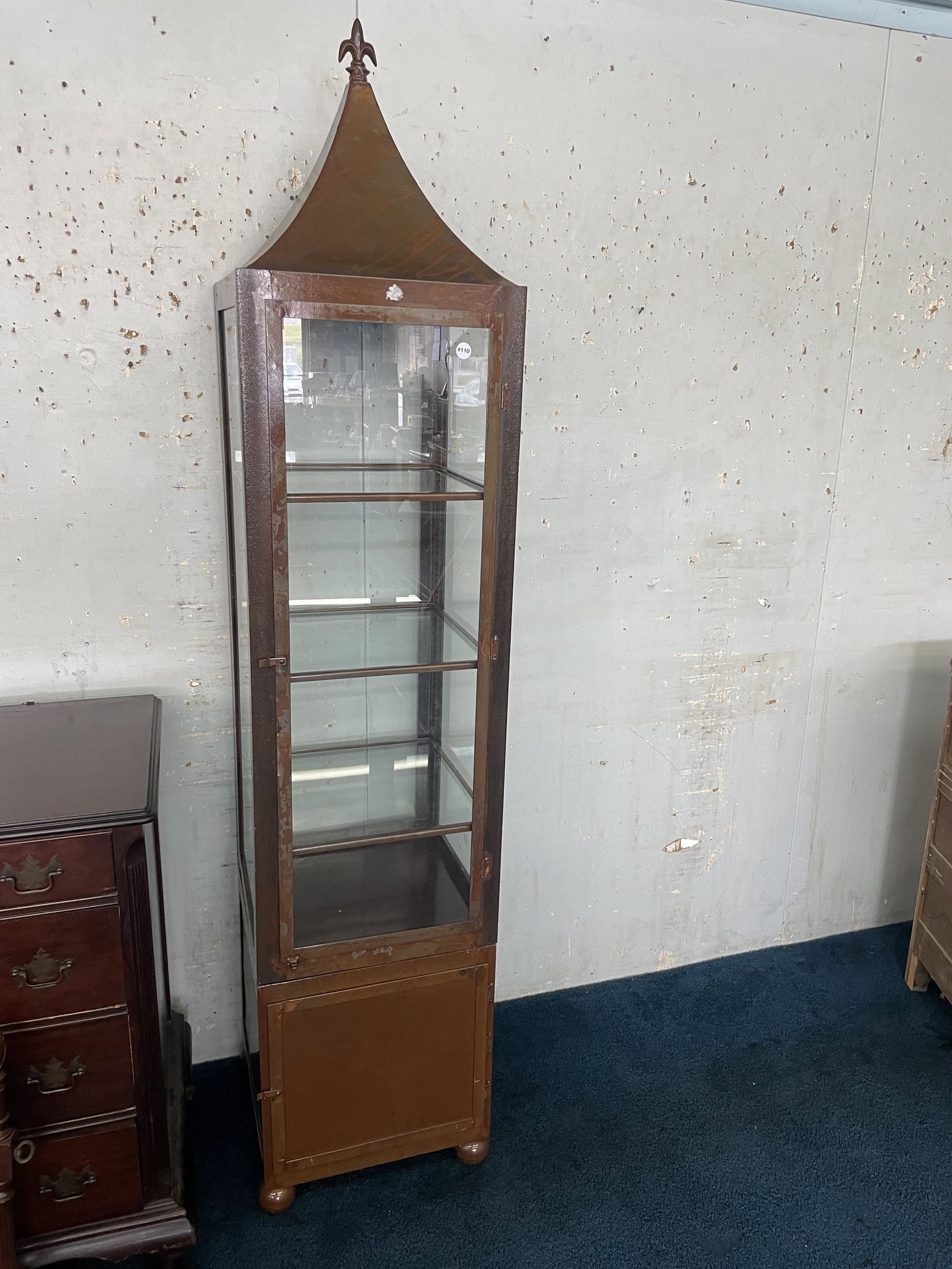 Industrial Medical Cabinet: three shelves, heavy metal construction. 88"x19".
