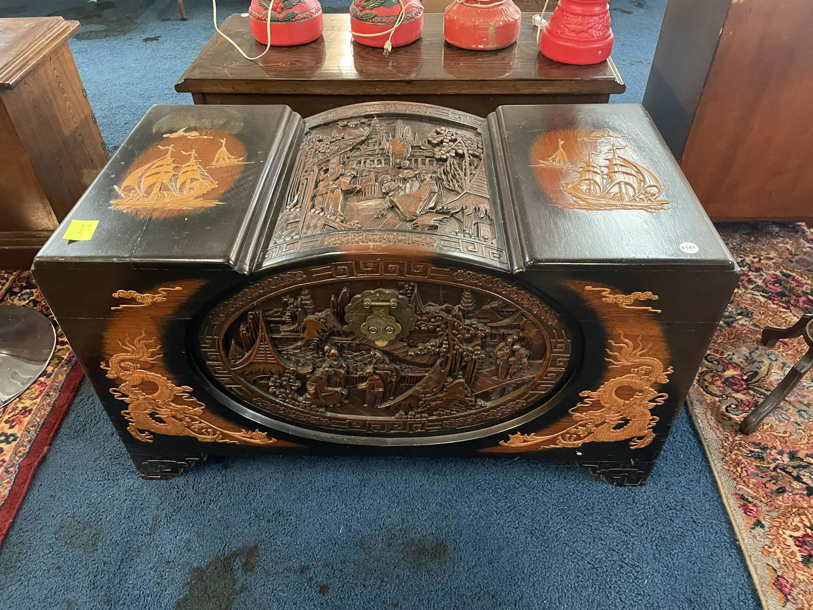 Highly Carved Asian Blanket Chest (1 of 6)