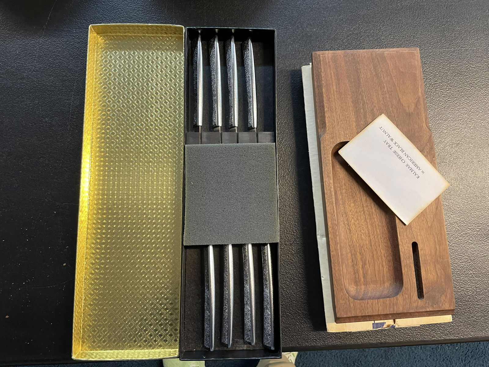 Stainless Steel Knives & Kalamar Cheese Board & Knives: Steak knives are Carvel Hall.