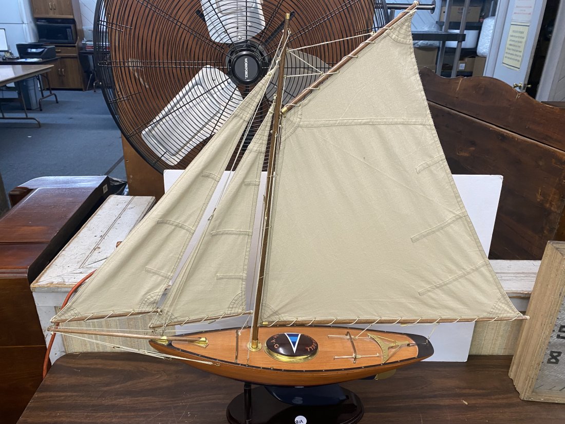 Sailboat Model Of The Bluebell: Measures 32" x 38". Signed Bluebell NYC.
