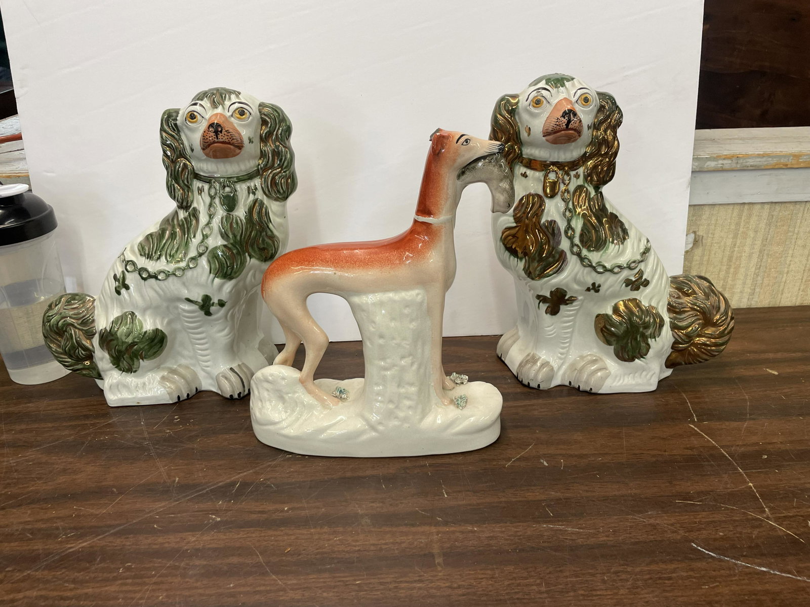 Three Staffordshire Dogs: Largest measures 13" H.