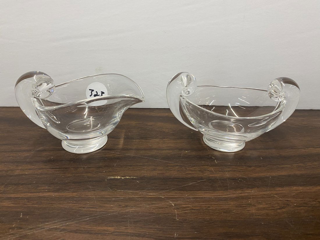 Two Pieces Steuben: Both signed, largest 5" W.