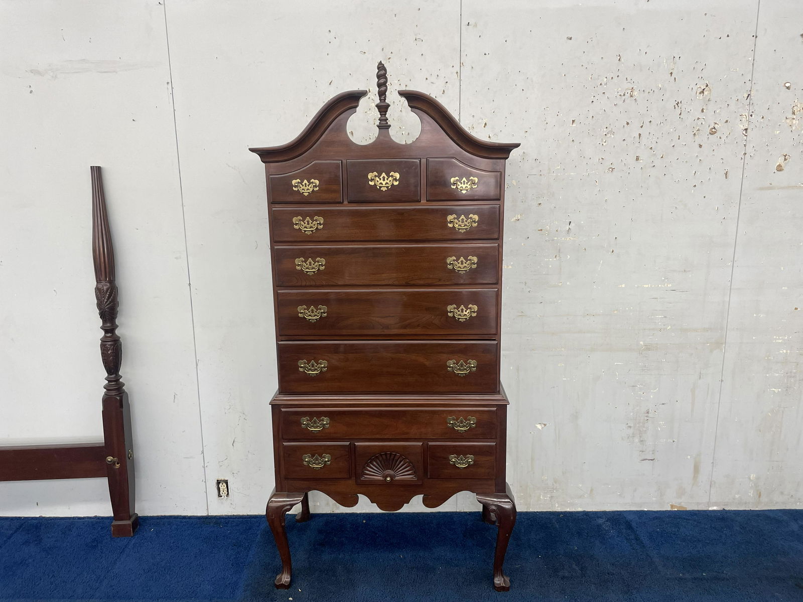 Ethan Allen Cherry Hi-Boy: Measures 79" x 37" x 19". Signed in drawer.