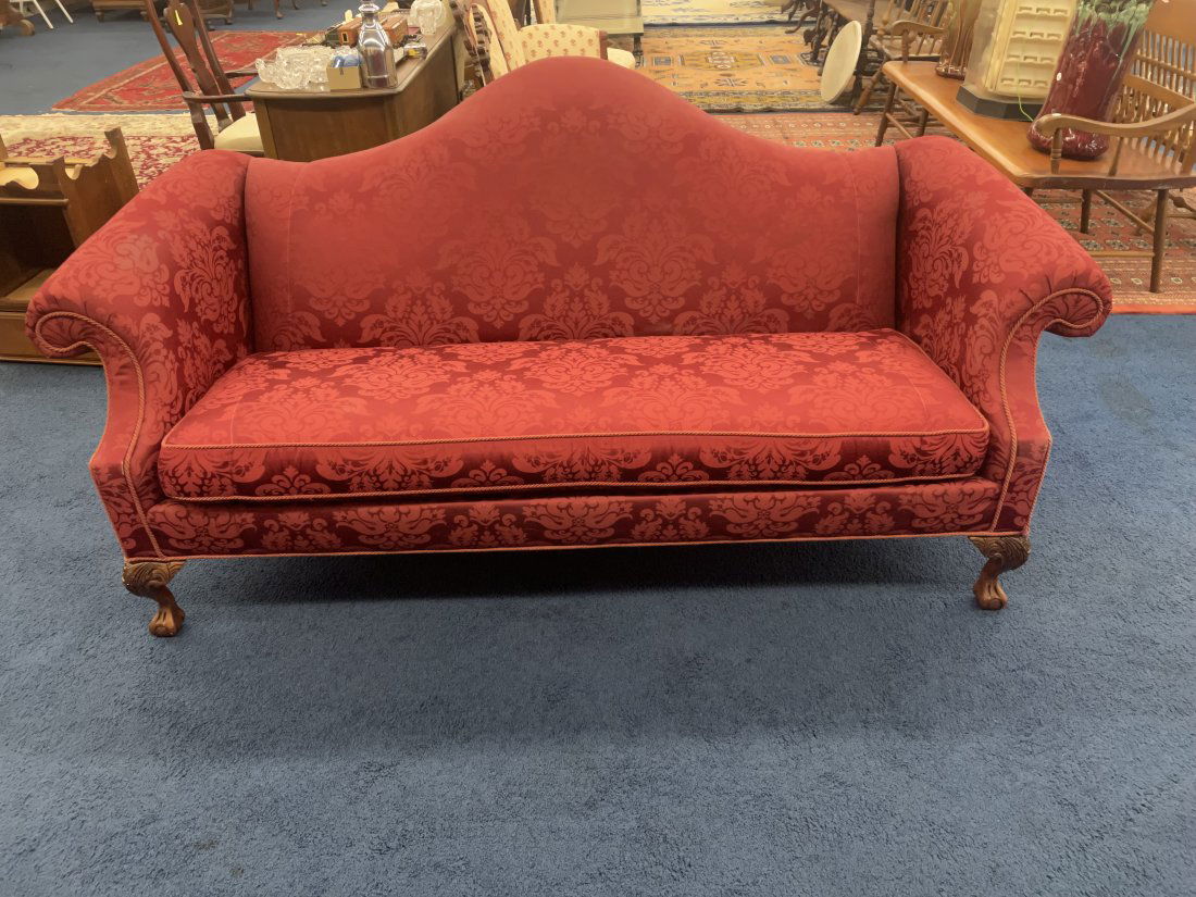 Ethan Allen Camel Back Sofa: 38"x36"x83", has original tag.