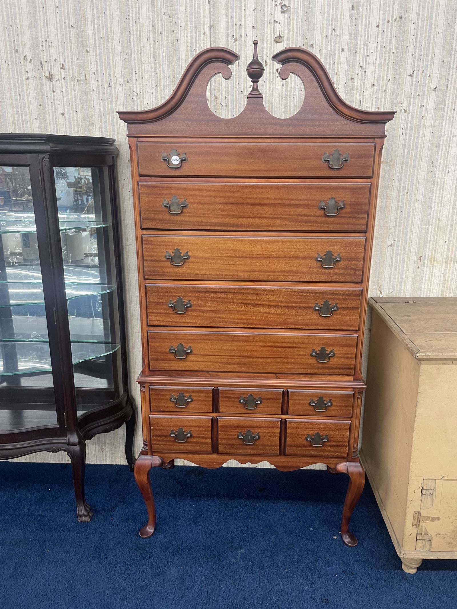 Mahogany Hi-Boy: 70" x 34" x 18"