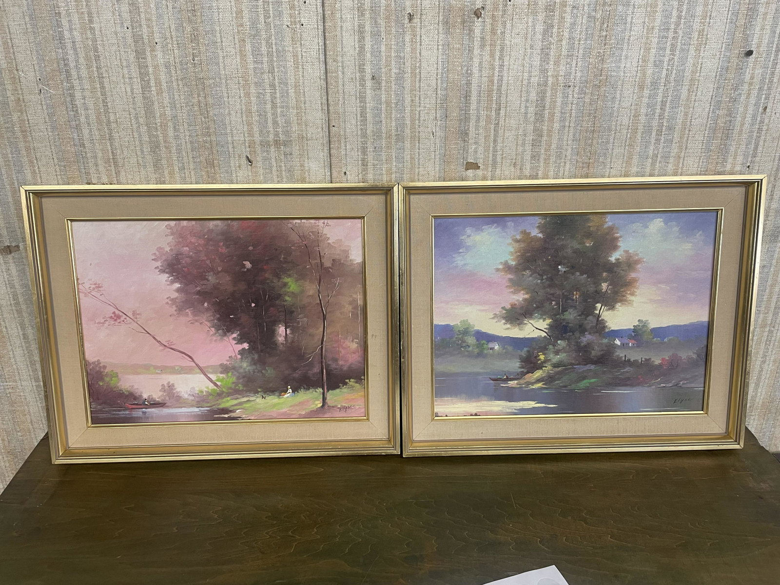Pair of Complementing Oil Paintings: On boards, SLR, "Elyse". Frames 19"x16".