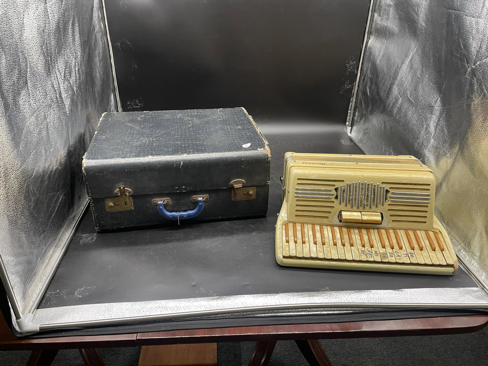 Accordion: Signed on top, has case.