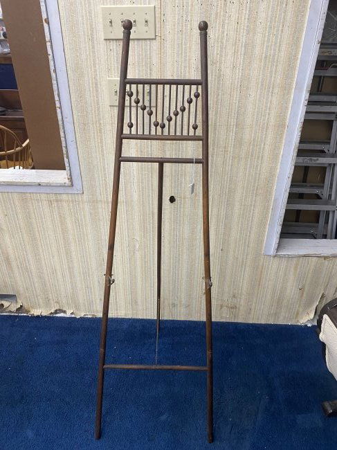 Antique Oak Stick & Ball Easel (1 of 4)