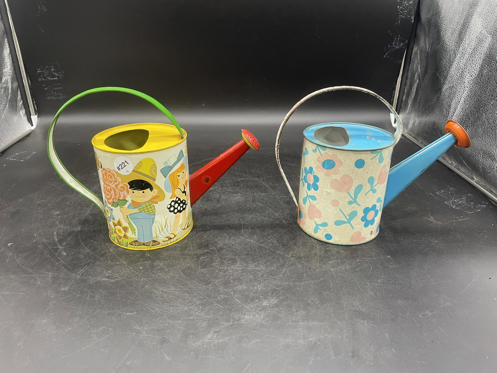 Two Tin Litho Watering Cans (1 of 2)