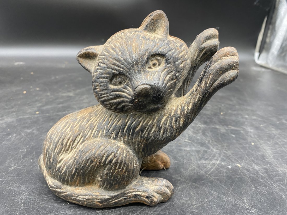 Cast Iron Black Cat Door Stop: 7"x6"