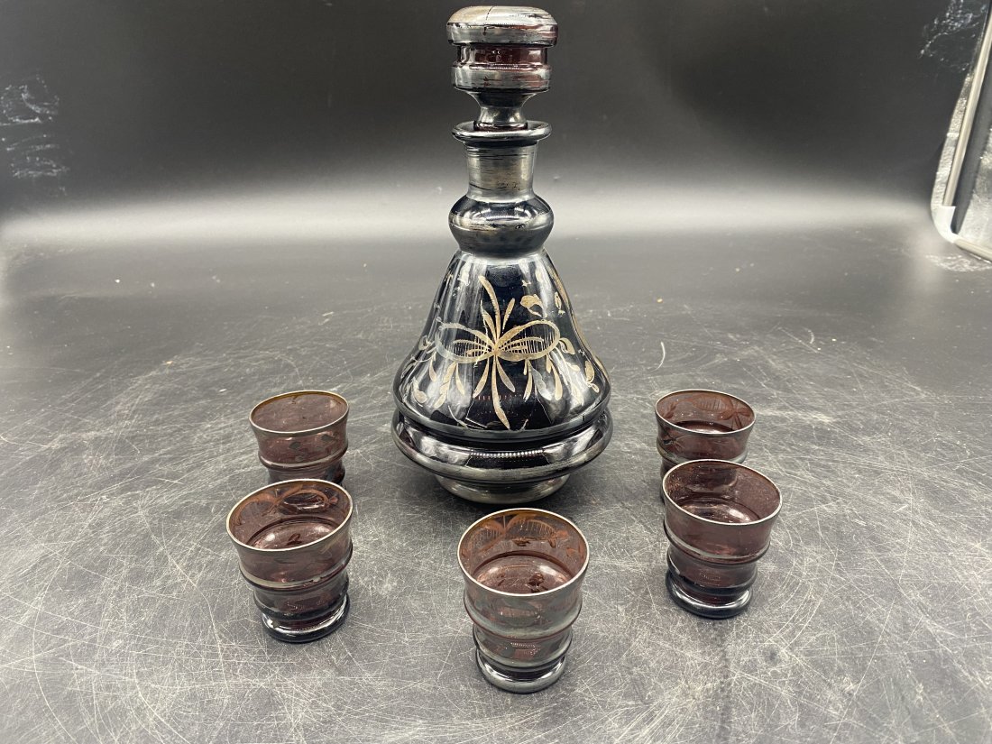 Six Pieces Silver Overlay Cordial Set (1 of 6)