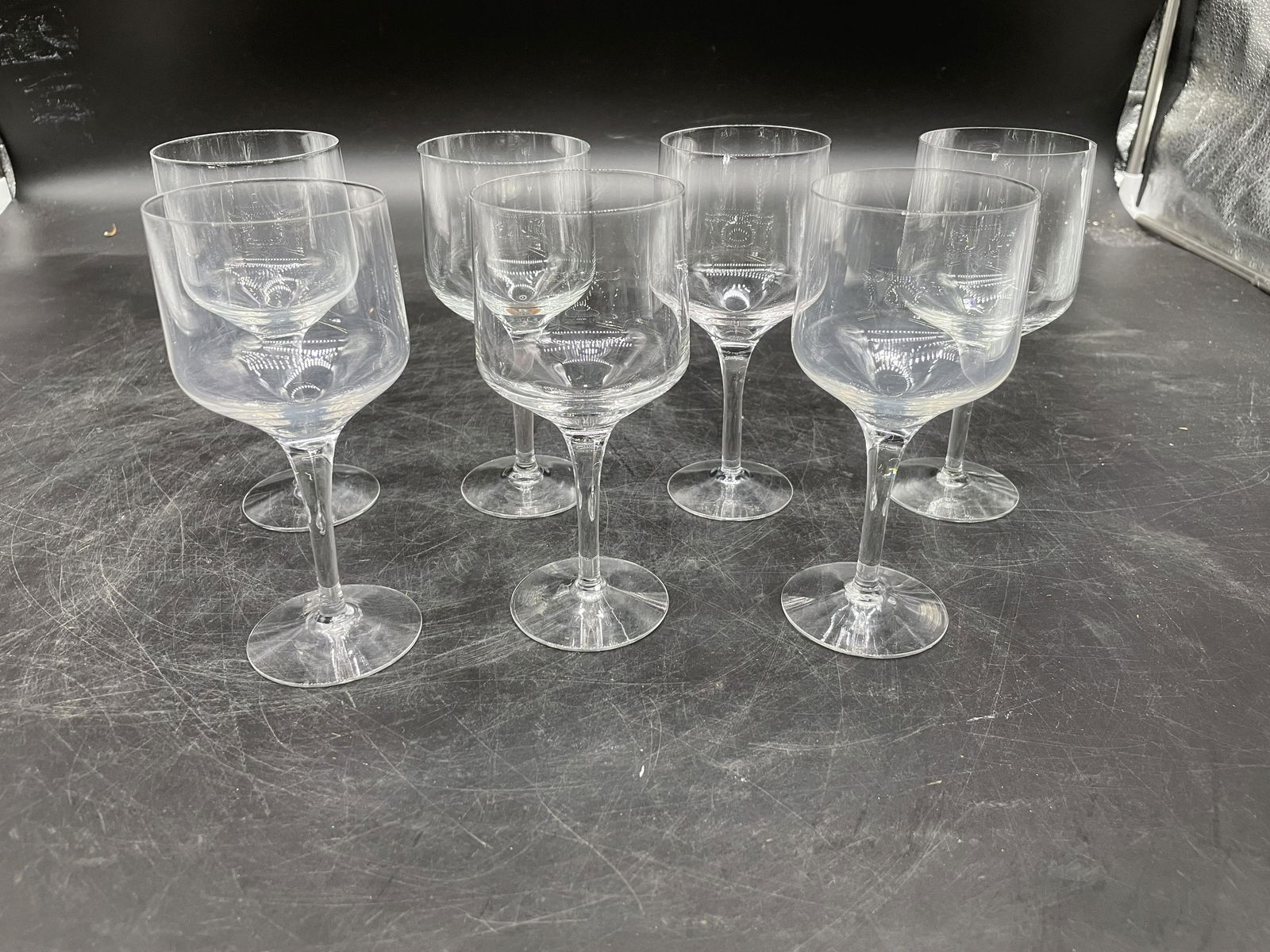 Seven Orrefors Claret Rhapsody White Wine: unsigned, 6.25"H.