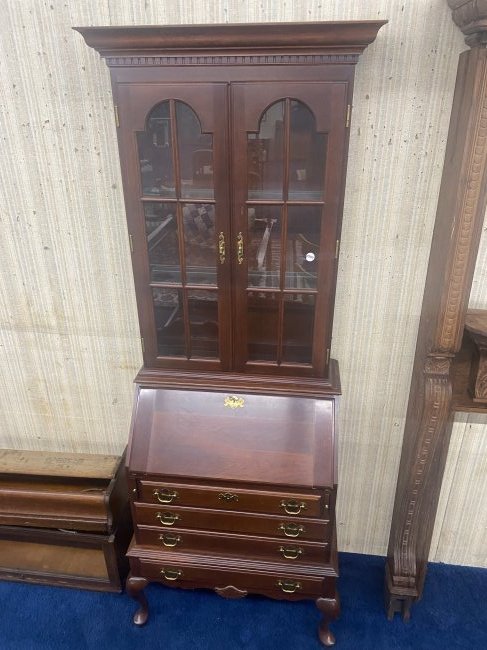 Colonial Cherry Desk w/ Bookcase Top (1 of 9)
