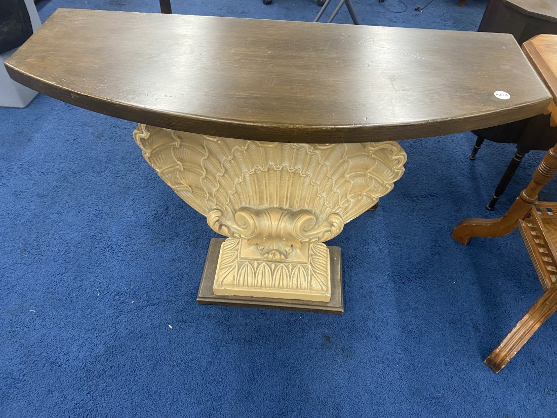 Shell Based Table: Measures 32x38x14" - sits on wooden base