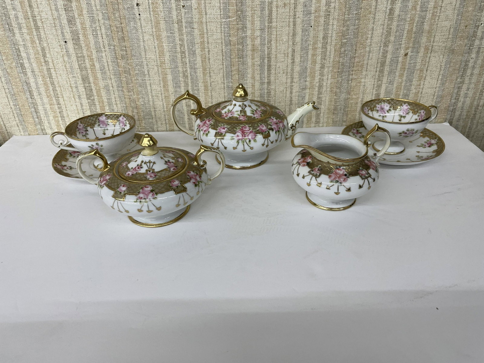 Seven Piece Gilt Nippon Rose Tea Set (1 of 3)