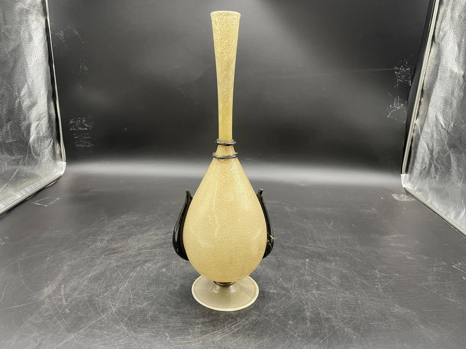 Hand Blown Czech Vase: blown on base, 17"H.
