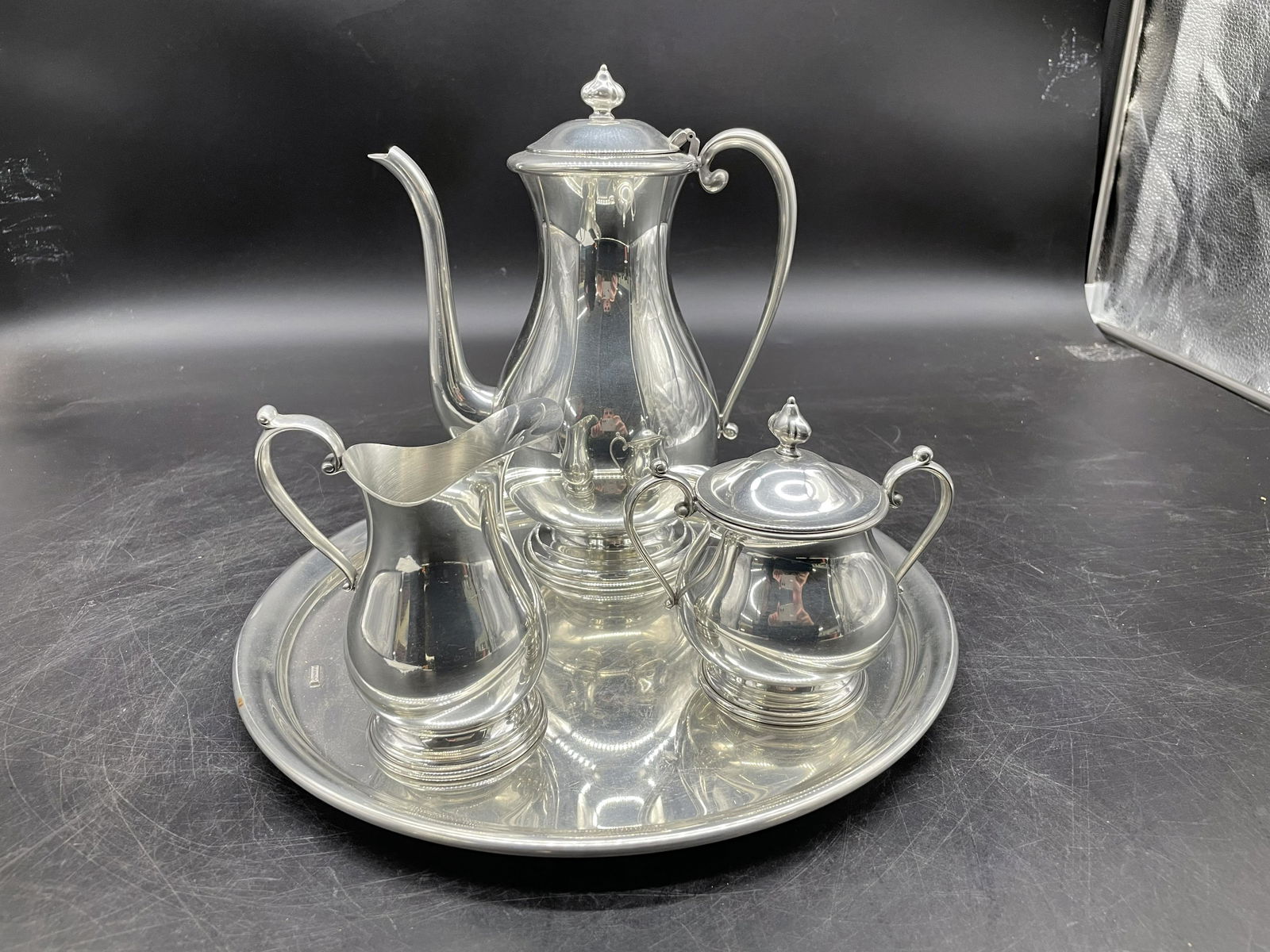 Four Piece Kirk Stieff Pewter Tea Set (1 of 3)