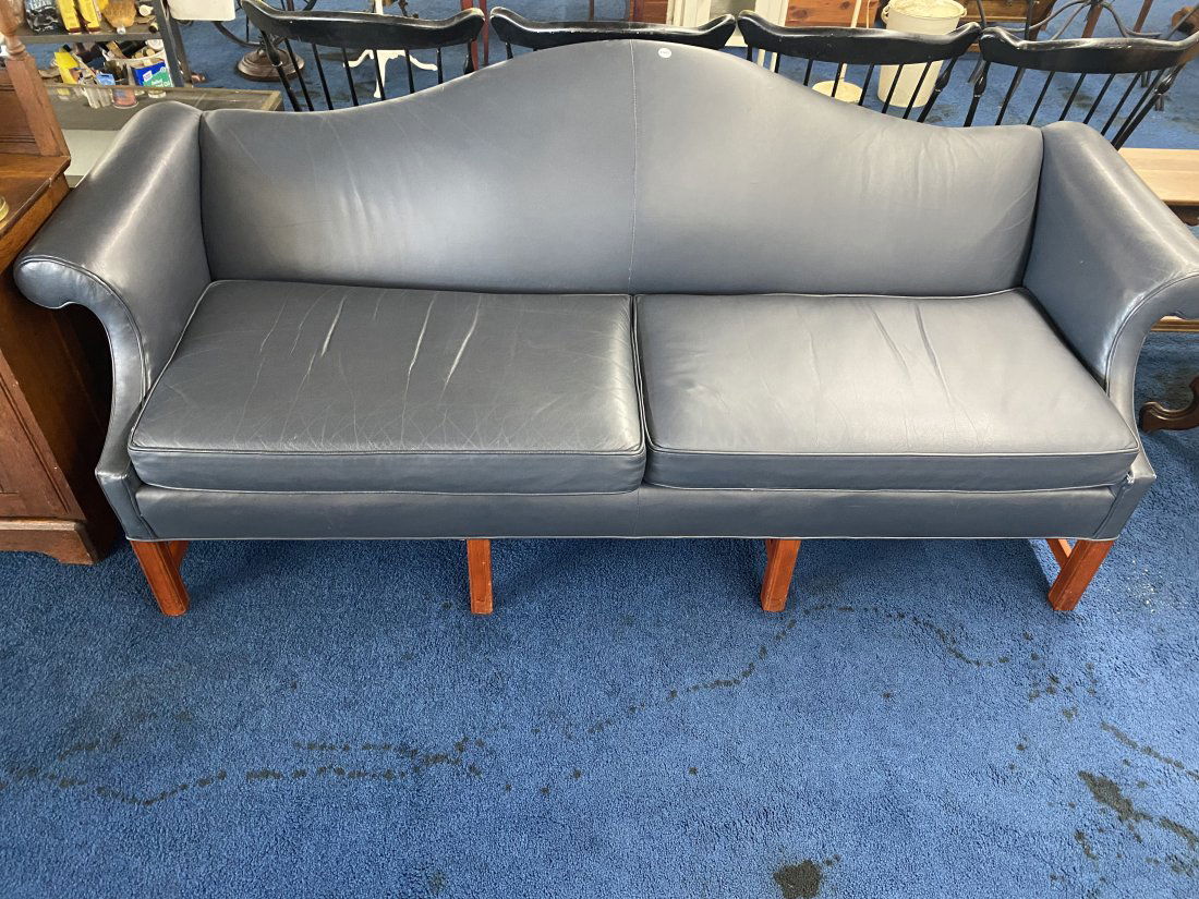Blue Leather Sofa (1 of 7)