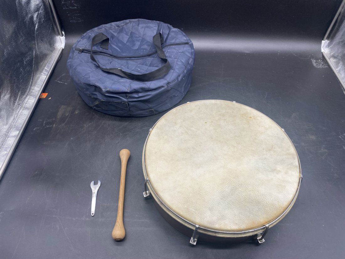 Antique Bodhran Drum: 14"x4", has goat skin head, tunable, has beater and timing wrench
