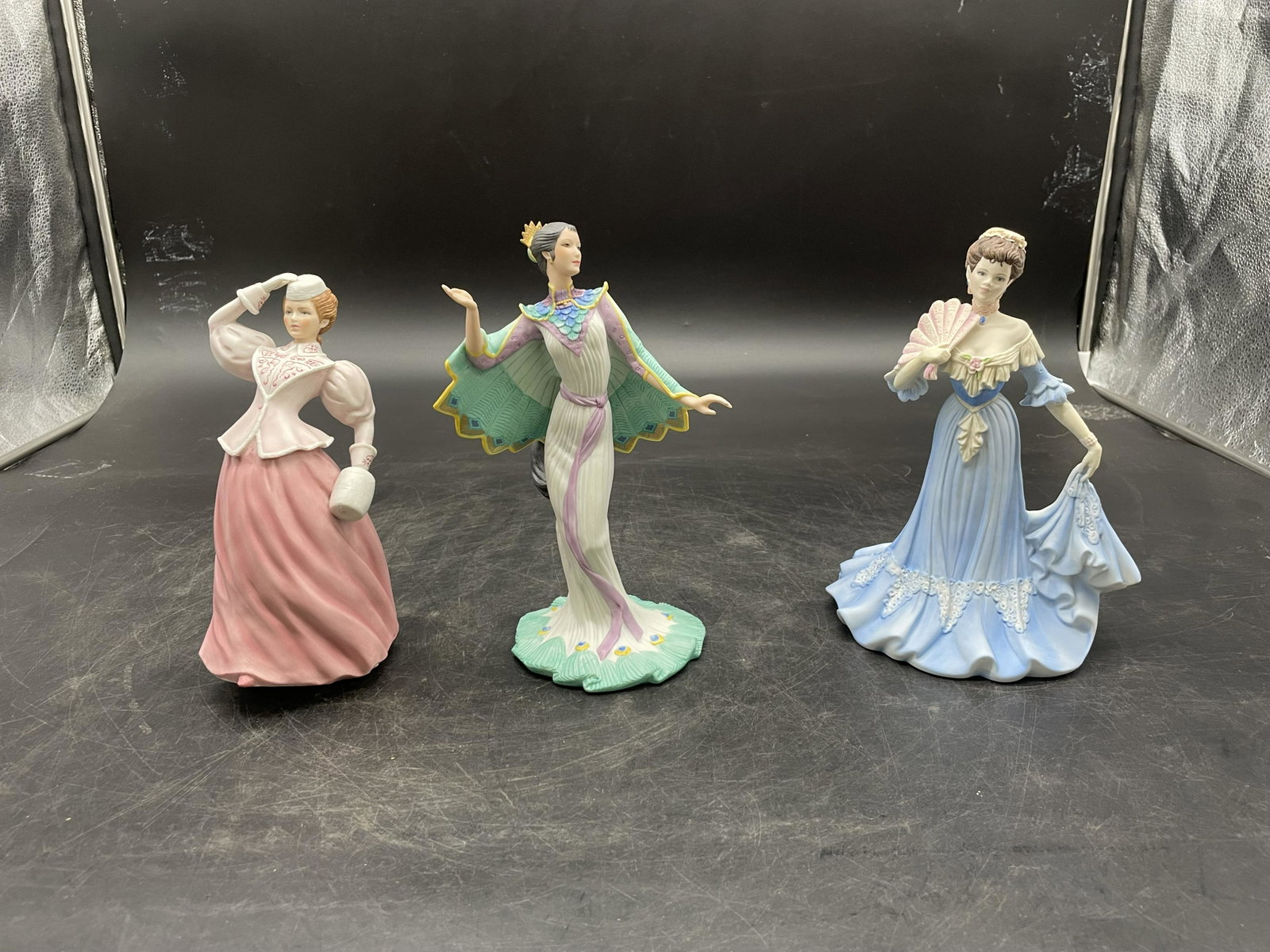 Three Porcelain Figurines: Two lenox figurines and one coalport, all marked on base, largest 9"H.