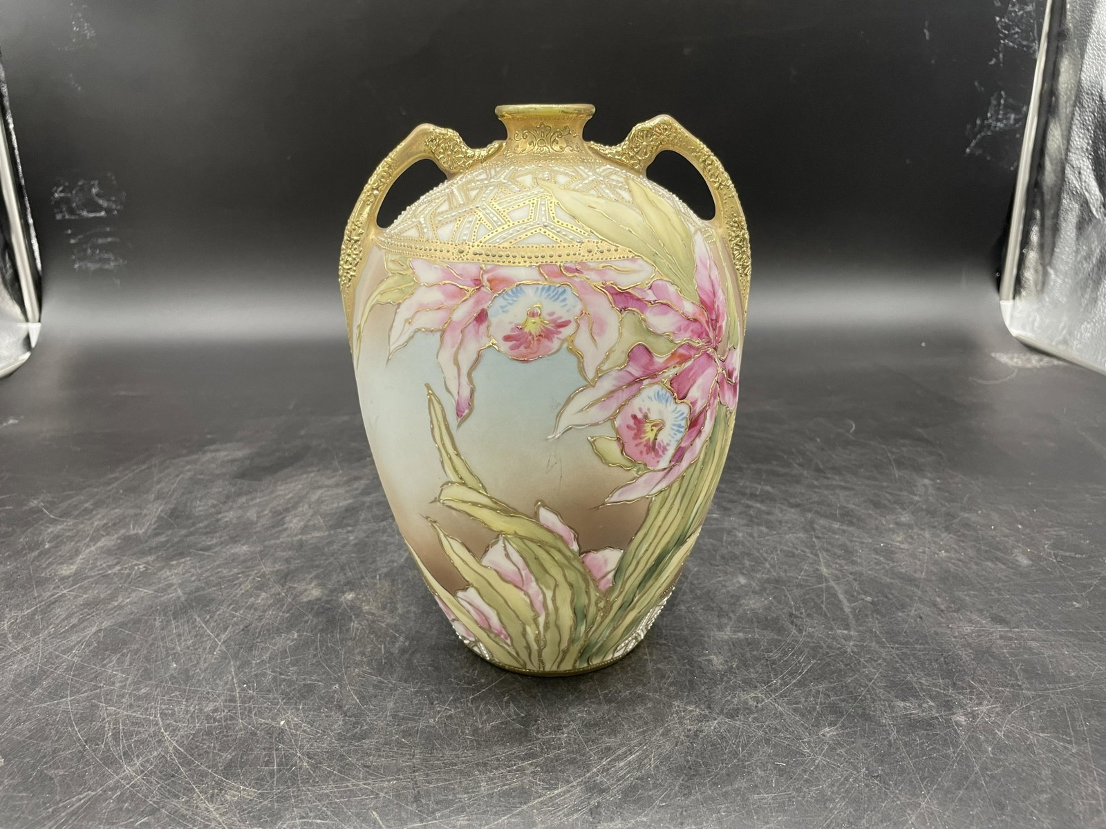 Nippon Vase: marked on base, 10"H.