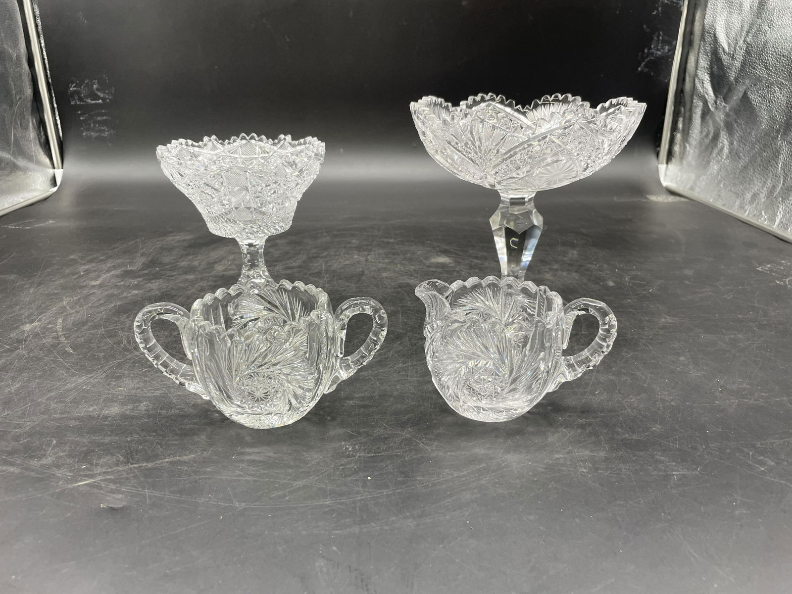 Four Pcs American Brilliant Cut Glass Pitcher (1 of 4)