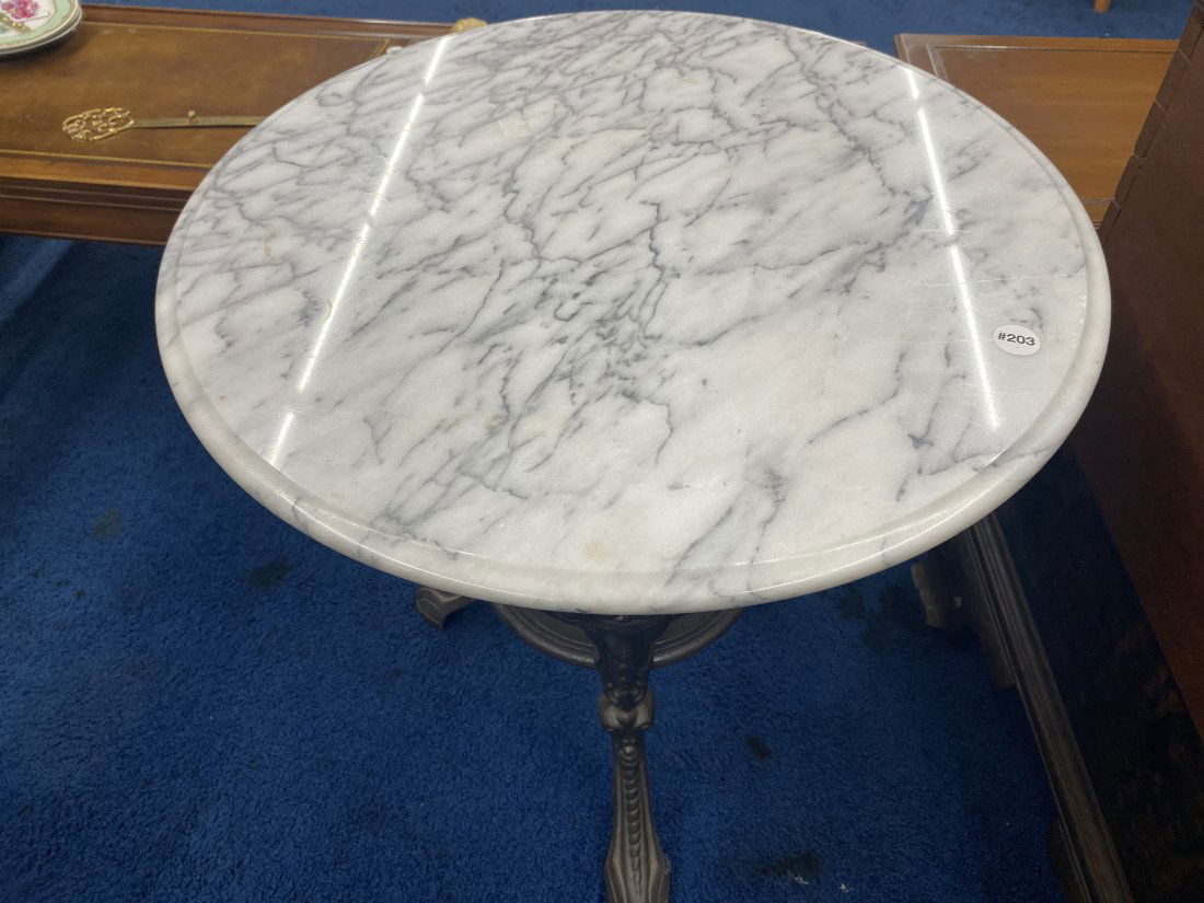 Marble Top Stand with Cast Iron Base (1 of 5)