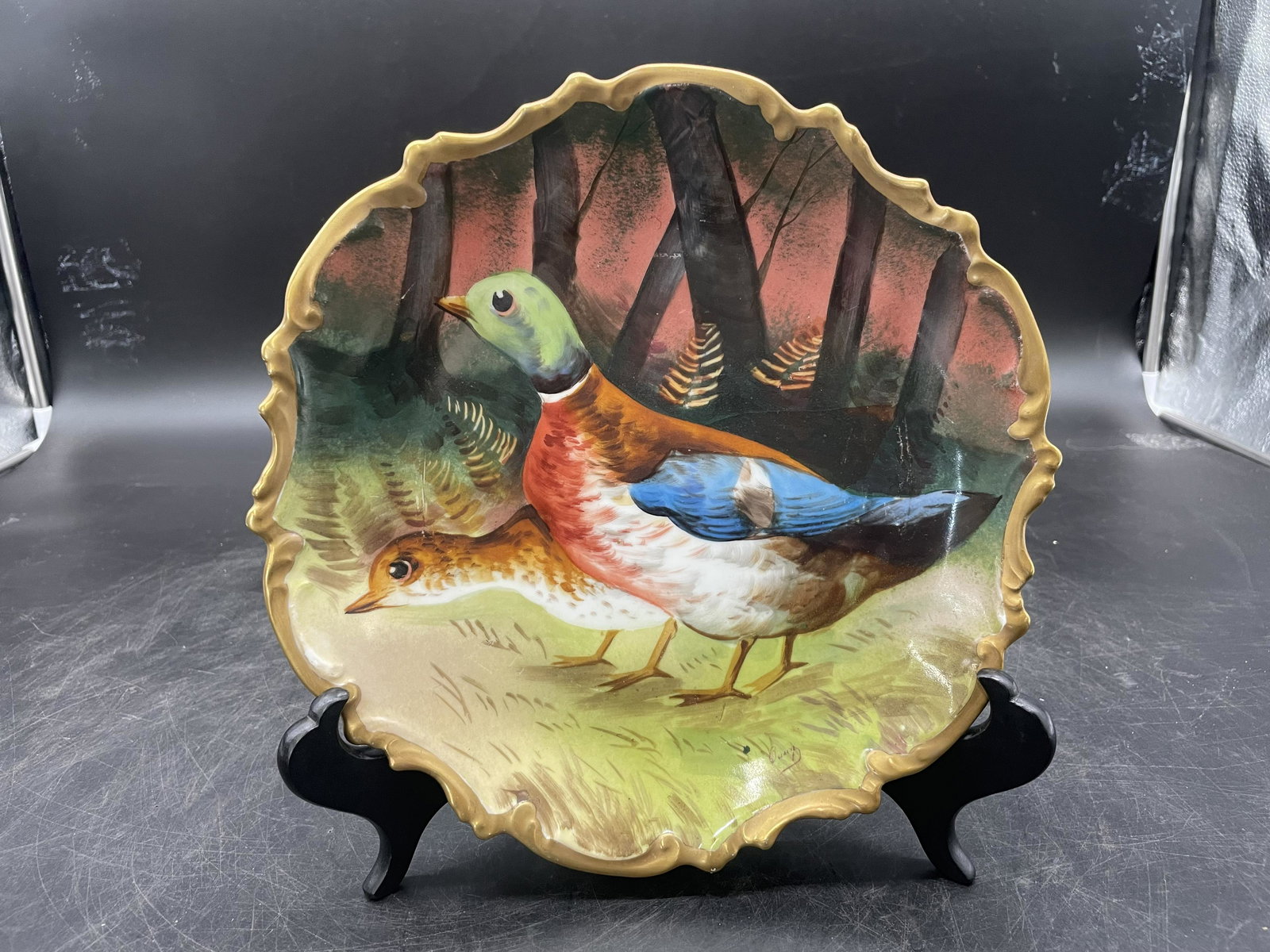 Limoges Artist Signed Game Charger (1 of 3)