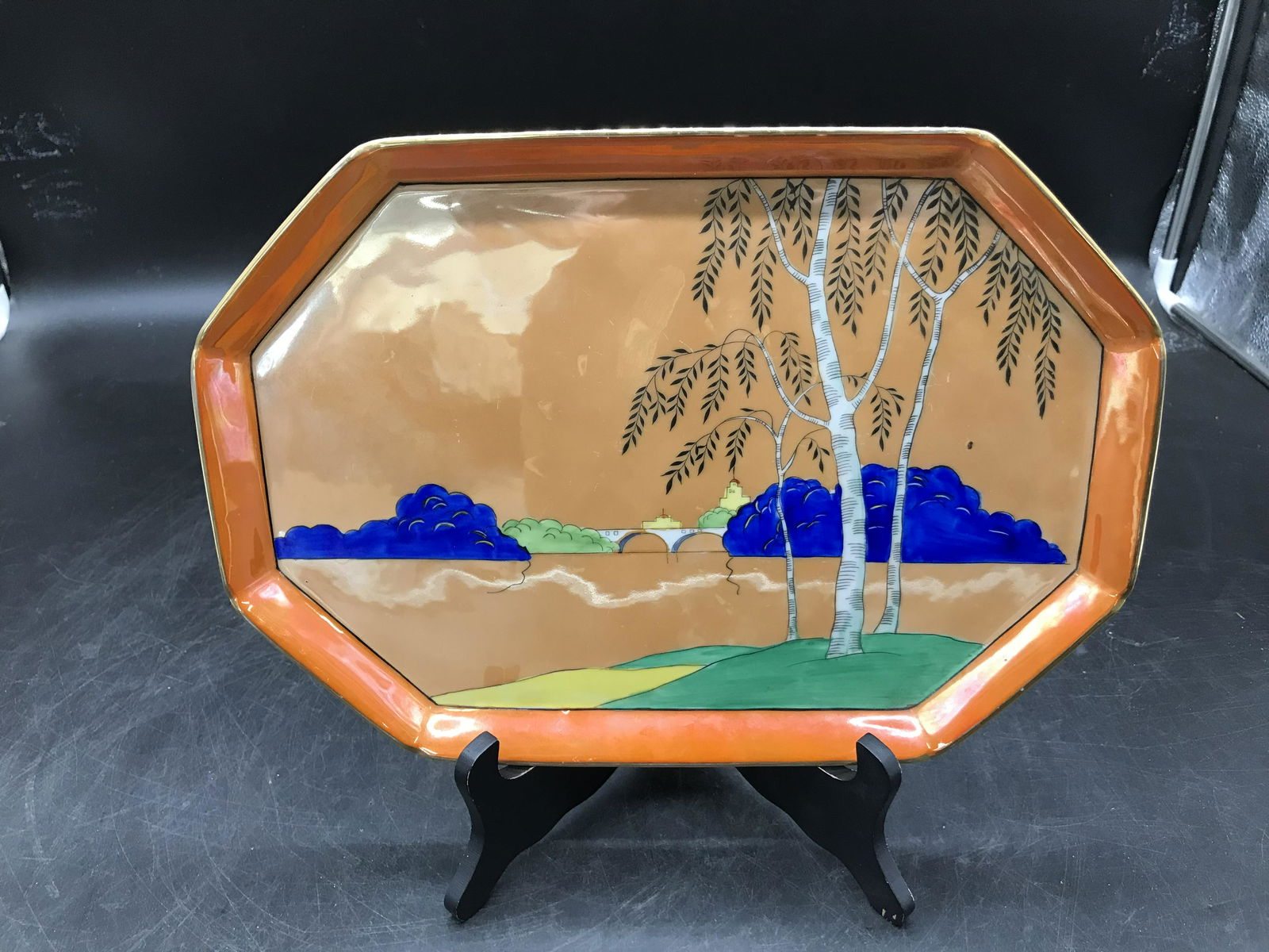 Noritake Art Deco Pearlized Platter: Measures 13" x 10". Marked on back.