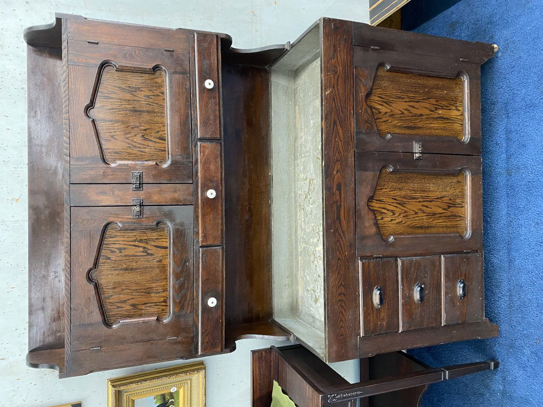 Antique Oak Drysink w/ Cupboard Top (1 of 9)