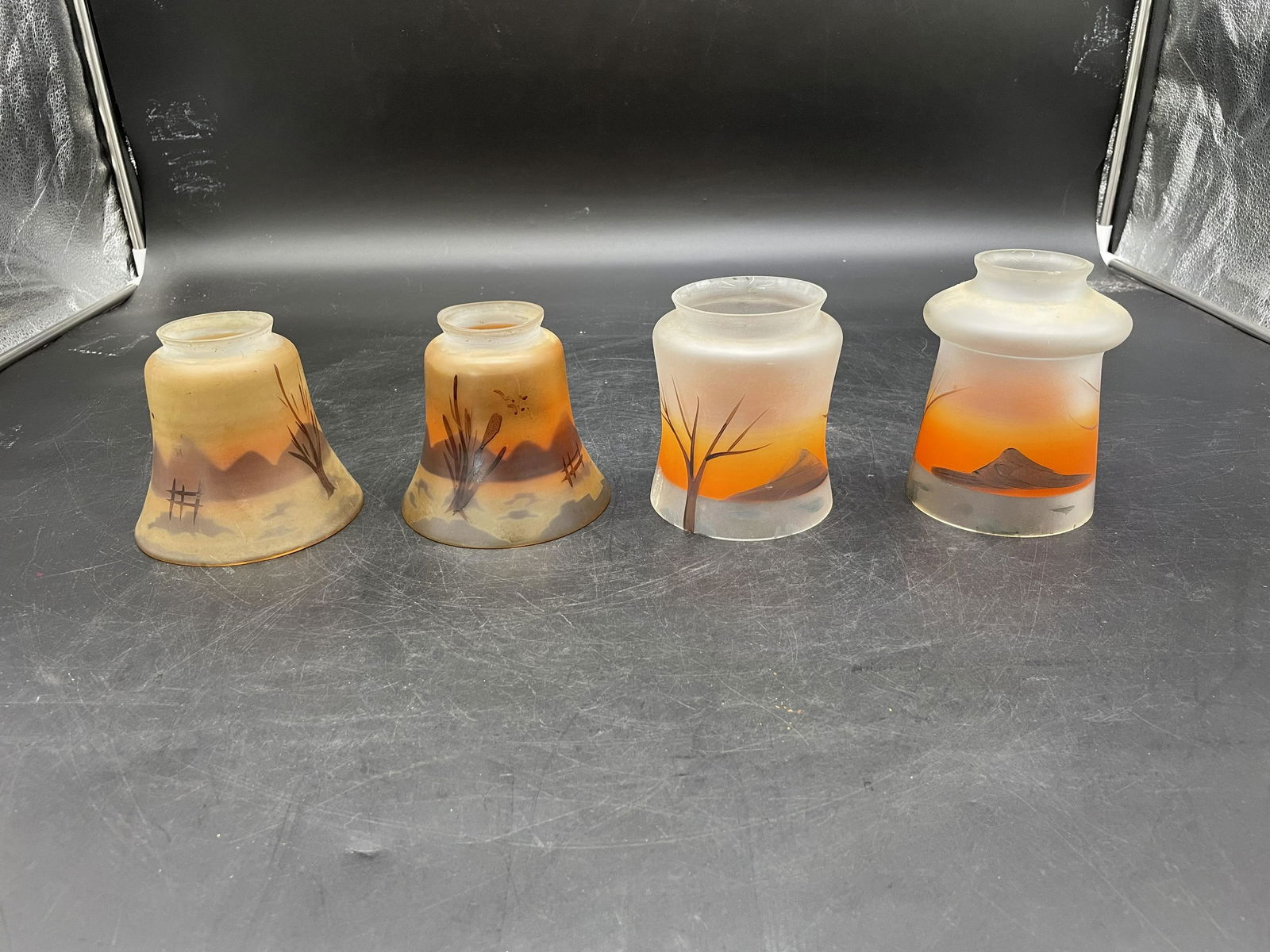 Four Reverse Painted Lamp Shades (1 of 5)