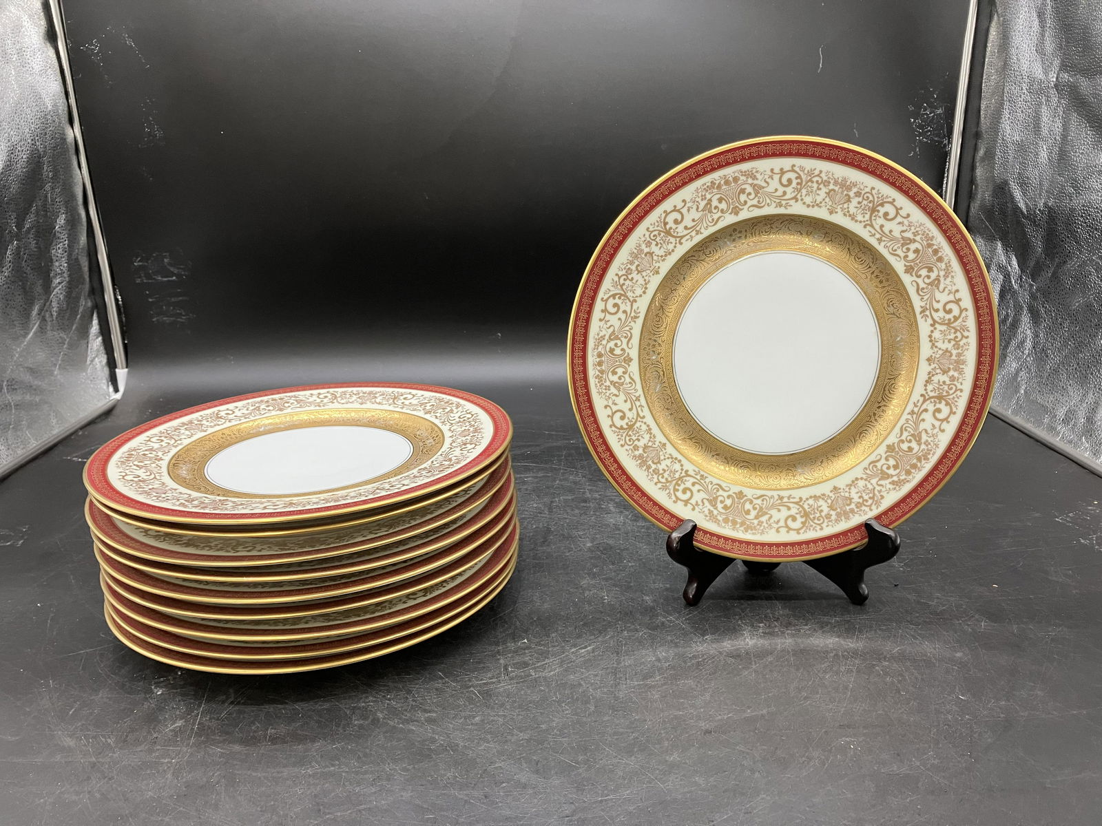 10 Czechoslovakia Gold Encrusted Plates (1 of 3)