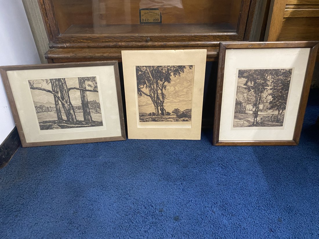 Trhree Vintage Etchings: largest is 15"x9", other is 14"x8" all are SLR