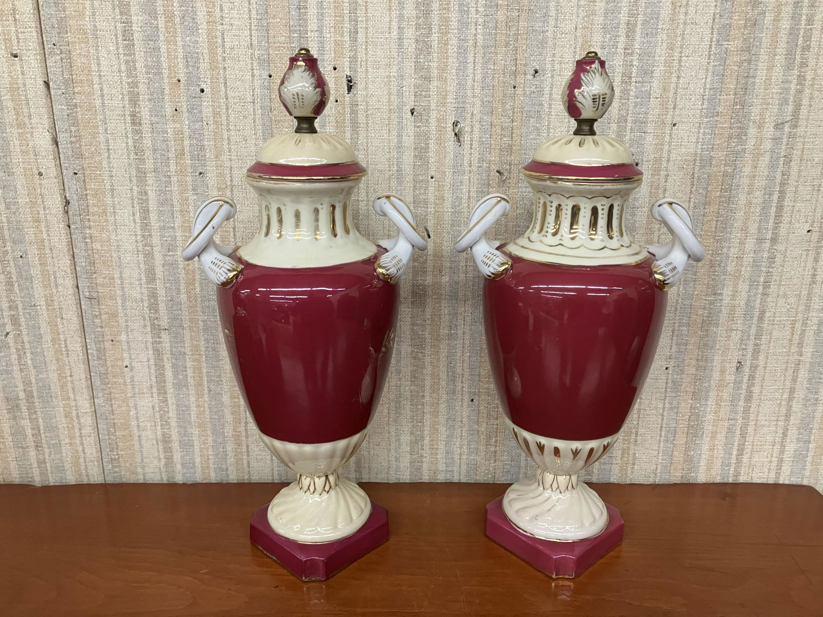 Pair of Royal Crown Derby Lidded Urns (1 of 5)
