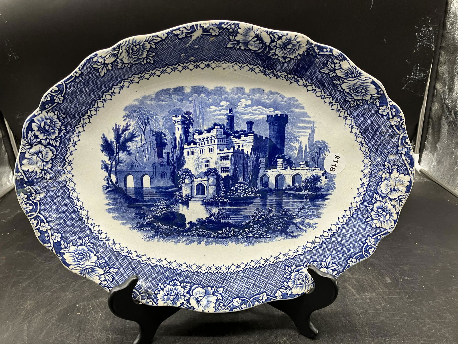 Transferware Flow Blue Platter (1 of 3)
