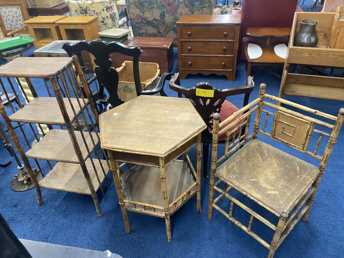 Three Pieces Of Antique Bamboo Furniture (1 of 5)