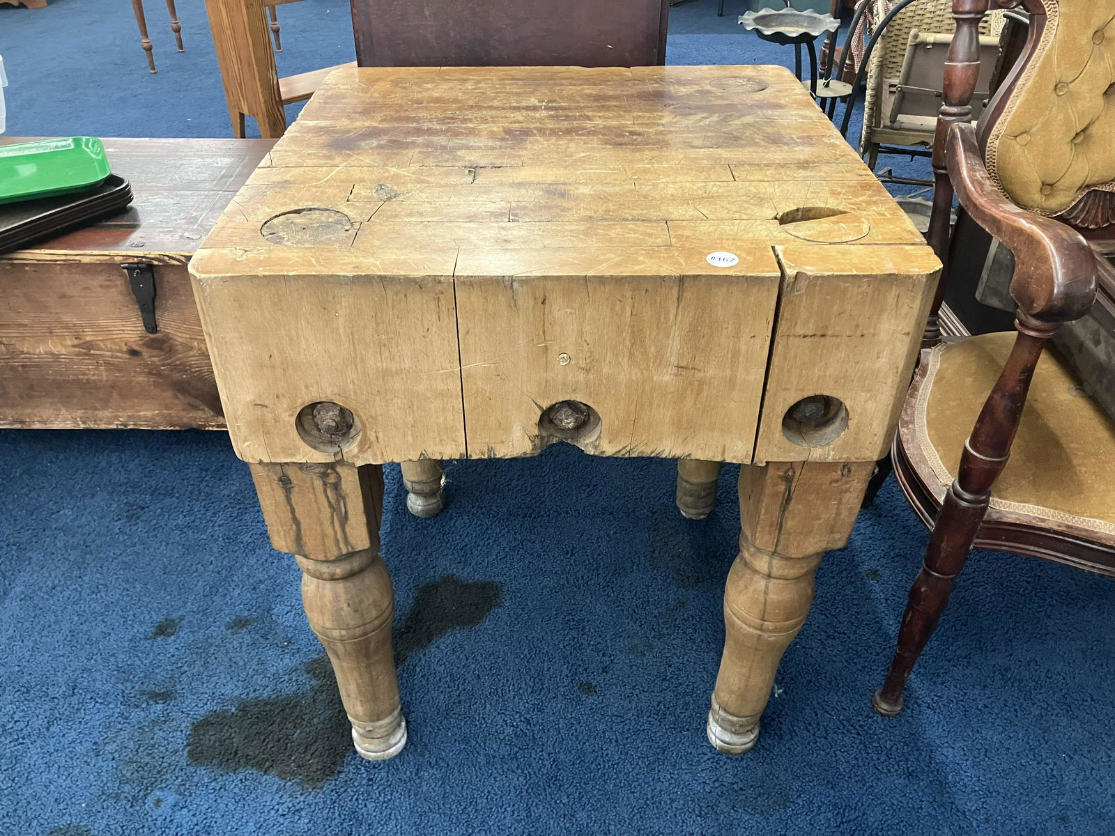 Antique Butcher Block Table (1 of 3)