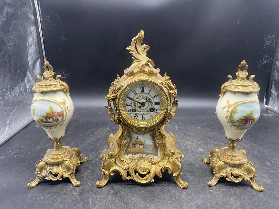 Three Piece Antique French Garniture Set (1 of 9)