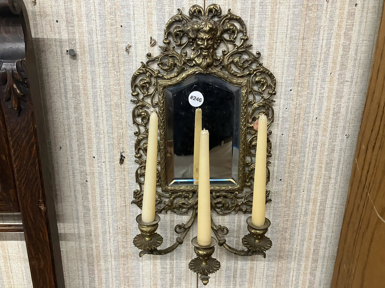 Antique Figural Brass Wall Sconce (1 of 2)