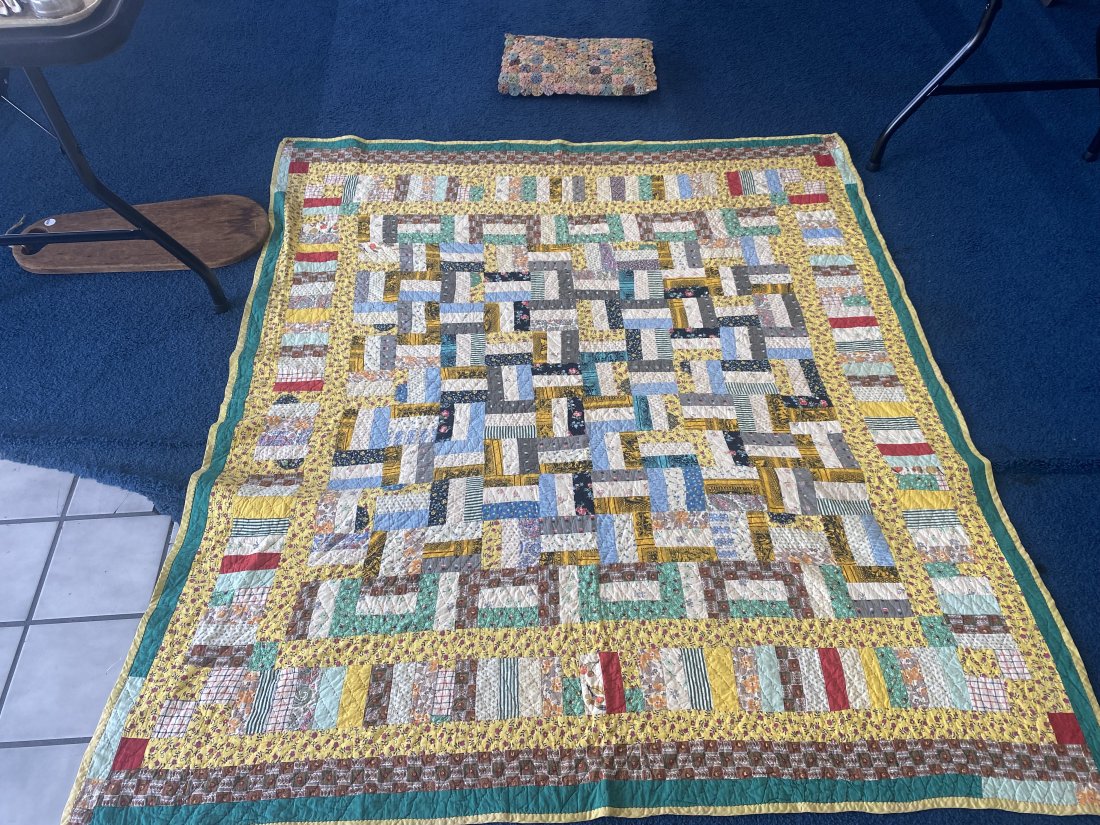 Vintage Crazy Quilt Top  and Yo-Yo Pillow (1 of 6)
