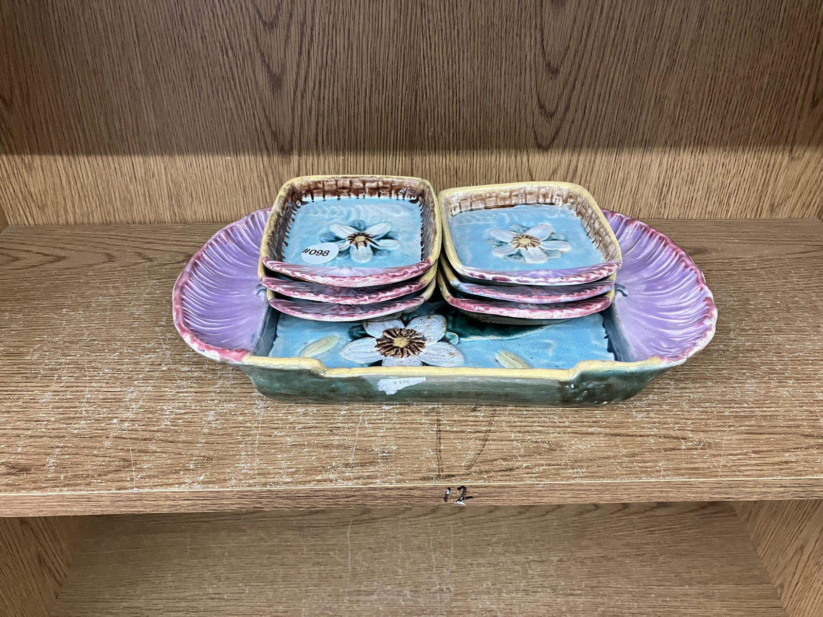 Seven Pcs Majolica Dessert Set (1 of 4)
