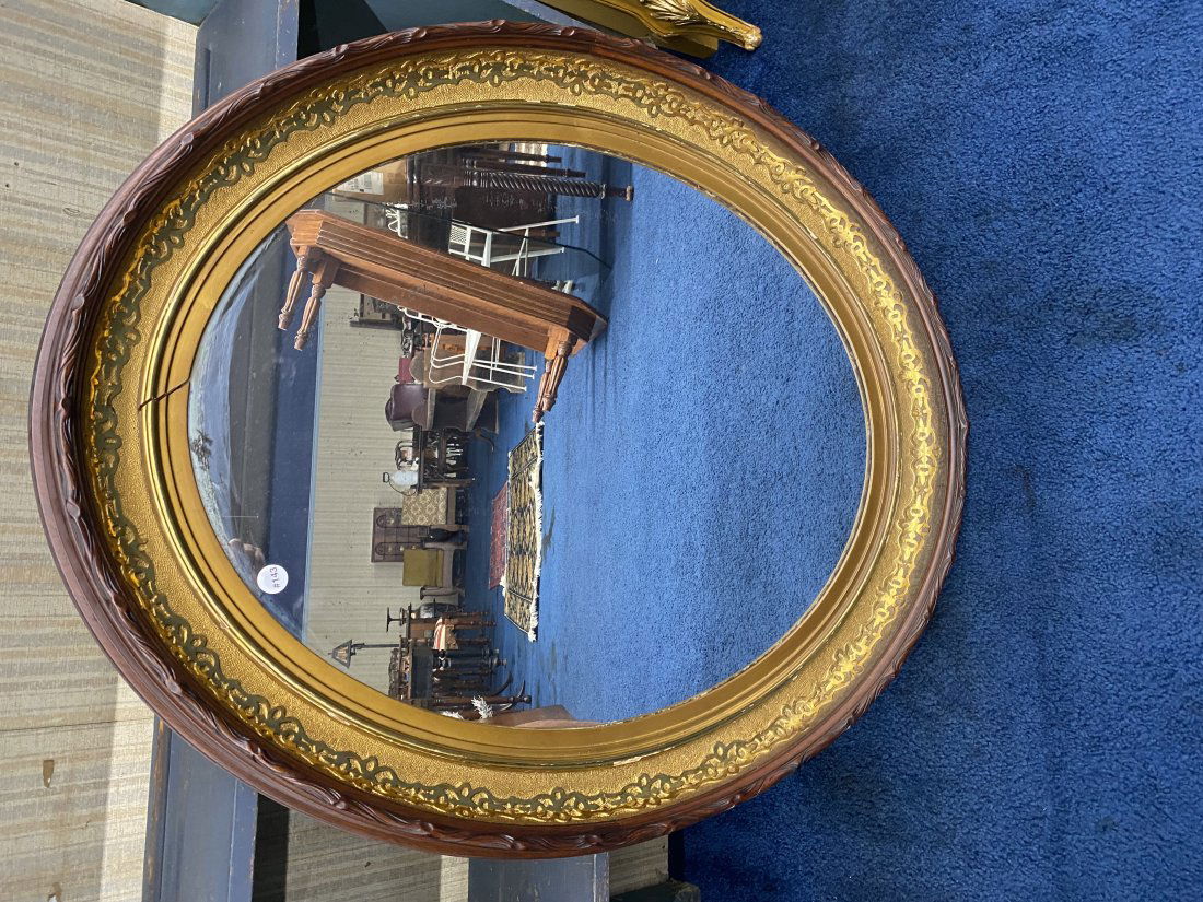Large Antique Walnut Oval Mirror (1 of 6)