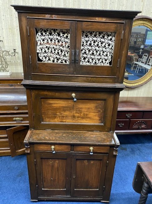 Antique Railroad Conductors Desk: 70"x32"x19", 1 piece construction, has numerous secret drawers, dovetailed drawers