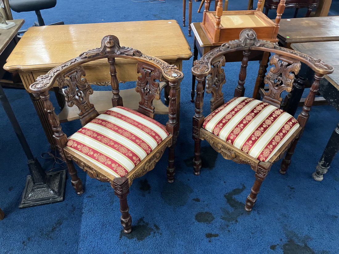 Two Carved Victorian Corner Chairs (1 of 5)