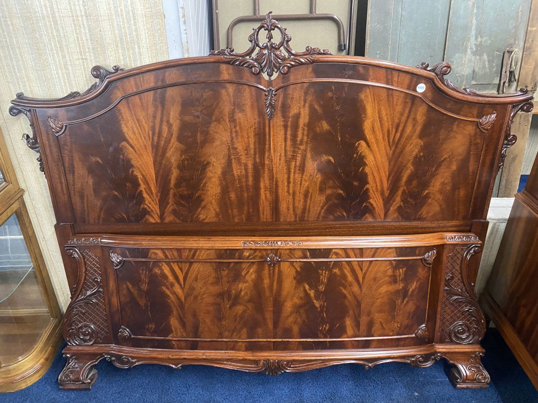 Antique French Flame Mahogany Bed (1 of 6)