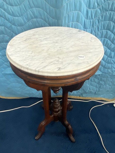 Antique Walnut Victorian Marble Top Stand (1 of 6)