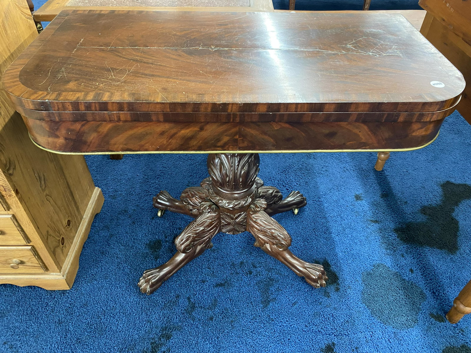 Period Mahogany Empire Game Table (1 of 4)